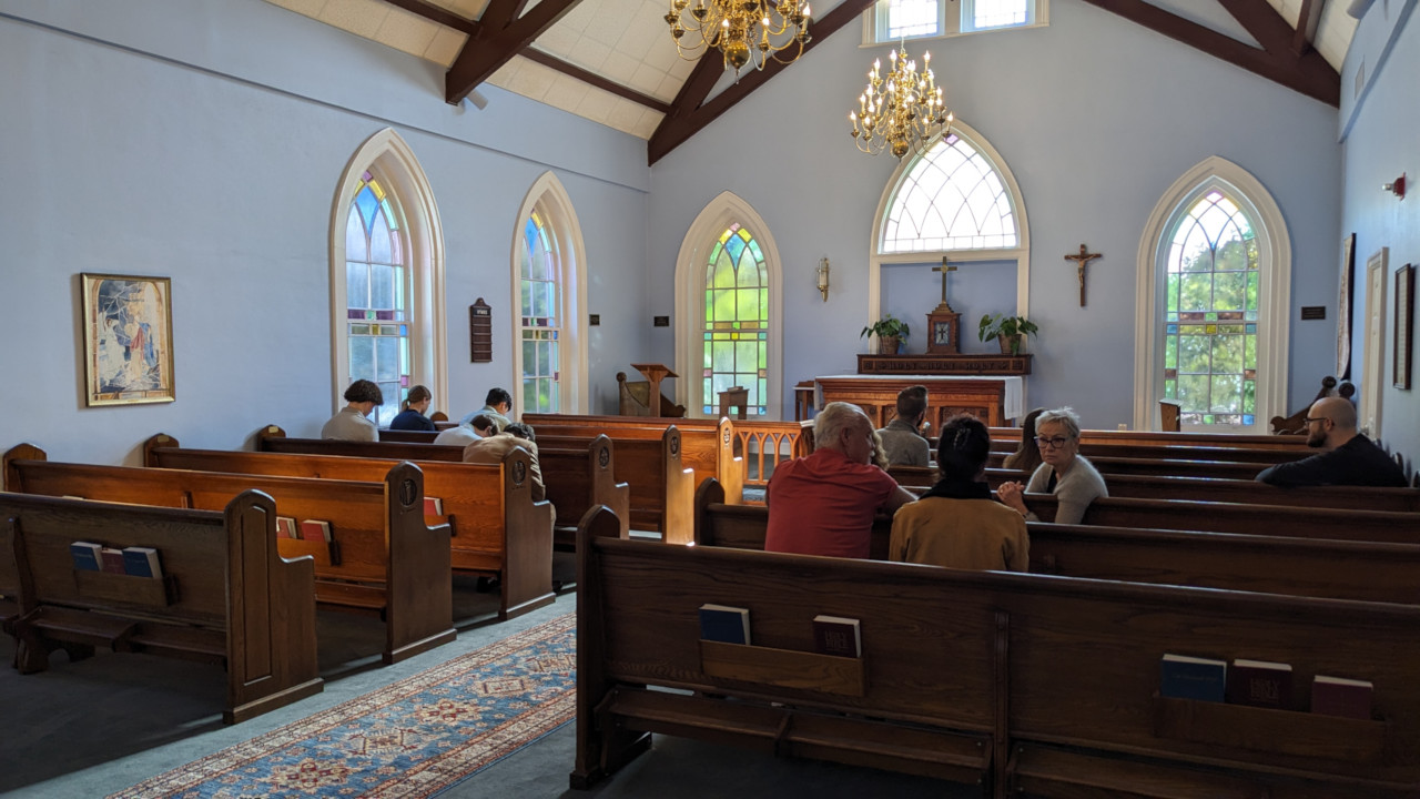 Congregants in chapel